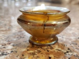 L C T Louis Comfort Tiffany FAVRILE Gold Iridescent Art Glass Small Bowl AS - IS 3