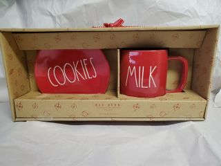 Rae Dunn By Magenta All - Red Cookies Plate & Milk Coffee Set Rate Htf