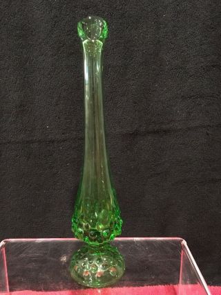 Fenton Glass Green Hobnail Bud Vase 10 Inch Transparent Emerald