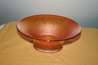 Amber Opalescent Iridescent Glass Bowl With By Cracky Design
