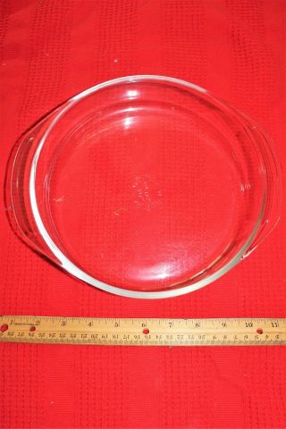 Pyrex 221 F - 18 Vintage Clear Glass Round Layer Cake Pan W/ Tab Handles Made Usa