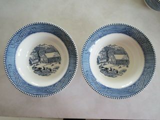 Set Of 2 Currier And Ives " The Schoolhouse In Winter " Cereal Bowls 6 - 3/4 "