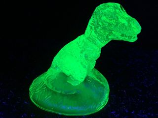 Green Vaseline Tyrannosaurus T Rex Dinosaur Uranium Glass Paperweight / Ice Age