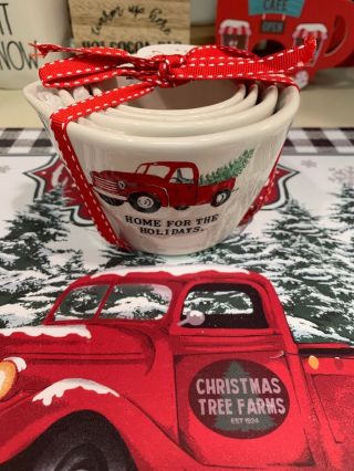 Rae Dunn Home For The Holidays Red Truck Measuring Cups.  Christmas 2019 Release