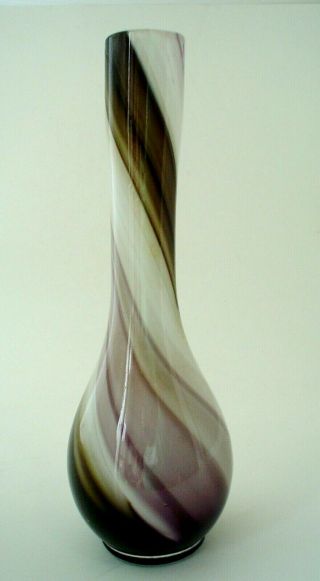 Vintage Swirl Art Glass Bud Vase White Purple And Gray Coloring 8 "