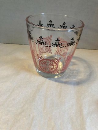 Vintage Hazel Atlas 1/2 Pint Pink And Black Pa Dutch Sour Cream Glass