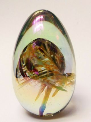 1983 Mt Saint Helen Msh 83 Signed Art Glass Egg Paperweight
