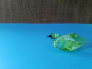 Vtg Hand Blown Glass Miniature Green Swan Bird Figurine 5