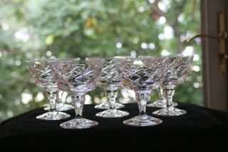 Thomas Webb,  English Cut Crystal Dessert Or Champagne Glasses (8) Signed