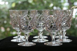 Thomas Webb,  English Cut Crystal Water Goblets (8) Signed