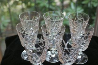 Thomas Webb,  English Cut Crystal Water Goblets (8) Signed 2