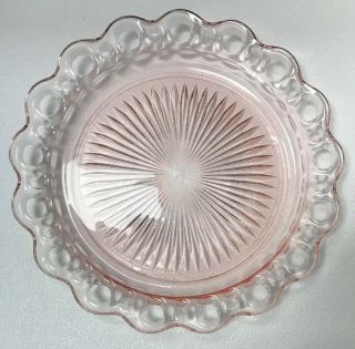 2 Hocking Laced Edge Pink Depression Glass Dinner Plates Old Colony 10”