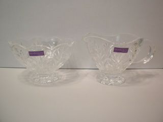 Marquis By Waterford Canterbury Clear Cut Crystal Footed Creamer Open Sugar Bowl