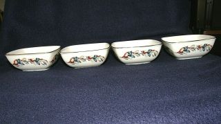 4 Lenox Winter Greetings Chickadee/Nuthatch Snack/Dipping/Sauce Square Bowls 2