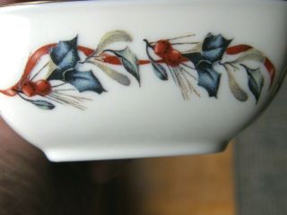 4 Lenox Winter Greetings Chickadee/Nuthatch Snack/Dipping/Sauce Square Bowls 3