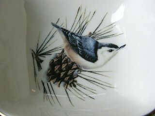4 Lenox Winter Greetings Chickadee/Nuthatch Snack/Dipping/Sauce Square Bowls 4