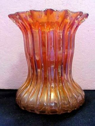 Very Pretty Ribs & Panels Carnival Glass Vase 5 3/4 " Tall - 4 1/2 " Wide At Base