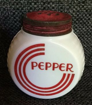Anchor Hocking Vitrock Red Circle Pepper Shaker Red Metal Lid 4”