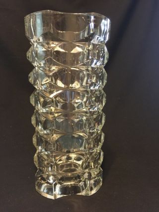 Cut Clear Crystal Square Pillar Vase Made In France/10 "