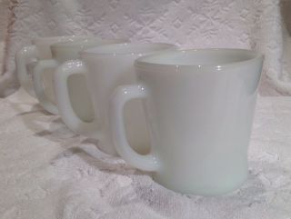 Vintage A - H Fire - King; Matching Set Of 4 Opal - White Milk - Glass D - Handle Mugs