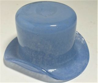Scottish Art Glass Top Hat,   Vasart  (monart/strathearn) Posy Vase,  Pastel Blue