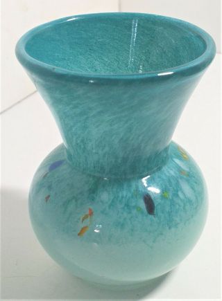 Scottish Art Glass Thistle Vase (monart/strathearn) Posy,  Great Turquoise Green