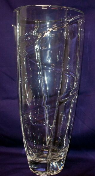 Hand - Blown Watra Alicia Clear Glass Vases From Poland Each About 12” Tall