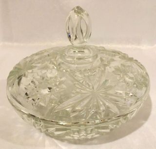 Vintage Anchor Hocking Star Of David Large Pressed Glass Candy Dish 7.  5 Inch