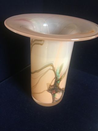 Vintage Art Glass Vase Stunning Hand Blown,  Signed Piece 2
