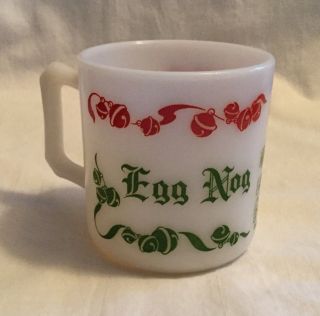 Vintage Christmas Hazel Atlas Egg Nog Punch Jingle Bells Cup Mug
