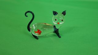 Murano Glass Cat With Fish.