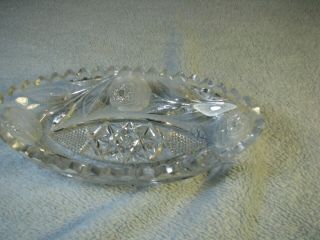 American Brilliant Period Cut Glass Dish 8 X 4 In,  Pickle Or Candy Dish,  Euc