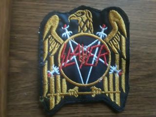 Slayer,  Eagle,  Sew On Golden With Red And White Embroidered Patch