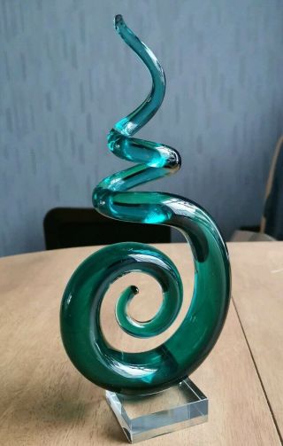 Vintage Murano Style,  Green Glass,  Swirl/twist Ornament.