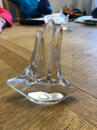 An Daum France Crystal Model Of A Sailing Ship In A Modernist Style