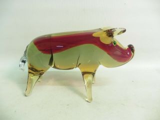 Mid 20thc Italian Murano Sommerso Model Of A Pig Or Wild Boar " 7 Inches Long "