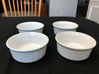 4 Vintage Corning Ware French White Casseroles 16 Ounce F - 16 - B