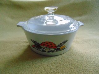 Vintage Corning Ware Merry Mushroom 1 3/4 Qt.  Casserole W/dimple Lid - Pre - Owned