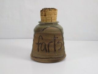 Farts Jar Funny Ceramic Cork Top Vintage Handmade Ceramic Clay Pottery Poison