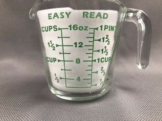 Pyrex number 516 - 0 Easy Read 2 Cup Green Lettering Measuring Cup 1 Pint,  500ml 3
