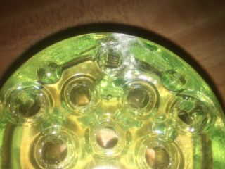 2 vintage flower frogs 1 uranium green glass 1 Dazey needlesharp metal 5