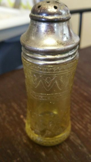 Amber Yellow Federal Depression Glass Shaker Madrid Patrician Spoke