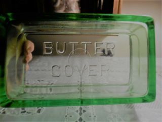 Vtg.  Green Depression Glass Hazel Atlas Covered Butter Dish " Lid Only "