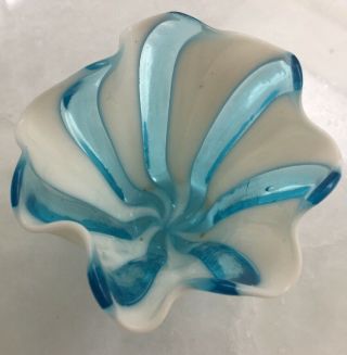 Murano Glass Blue & White Handkerchief Vase 3 