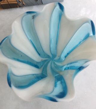 Murano Glass Blue & White Handkerchief Vase 3 
