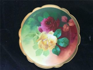 Coronet Limoges Hand Painted Roses Plate Artist Signed A Brunnillon