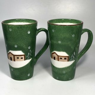 The Cellar “log Cabin” Christmas Winter Holiday Hot Chocolate Coffee Tea Mugs