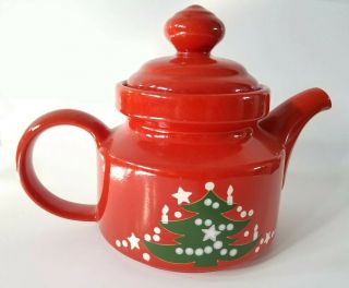 Vintage Waechtersbach Christmas Tree Red Tea Pot W Germany