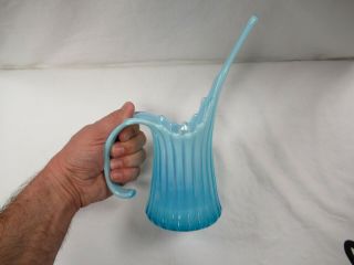Vintage Fostoria Blue Opalescent Heirloom Pitcher Stretch Vase