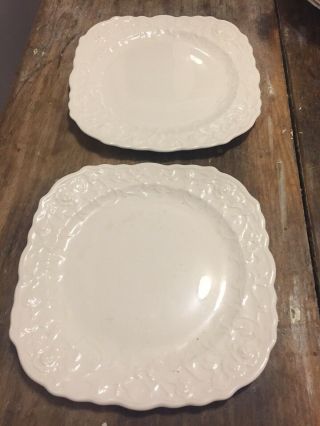 2 Square Salad Plates Rose Point By Pope Gosser Dishes Measure 7.  75”